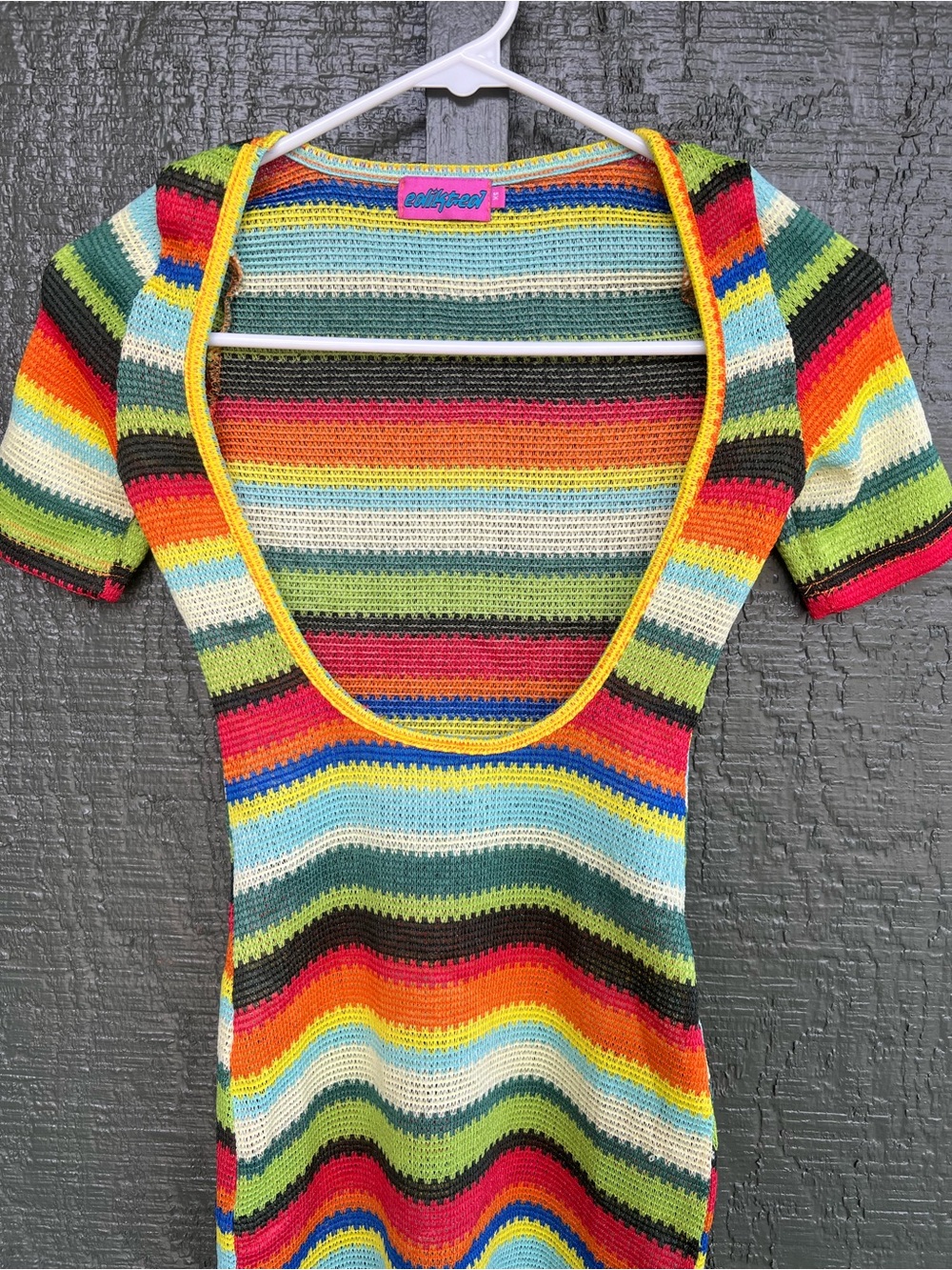 Edikted Multicolor Knit Stripes Dress XS Stretchy and Flattering